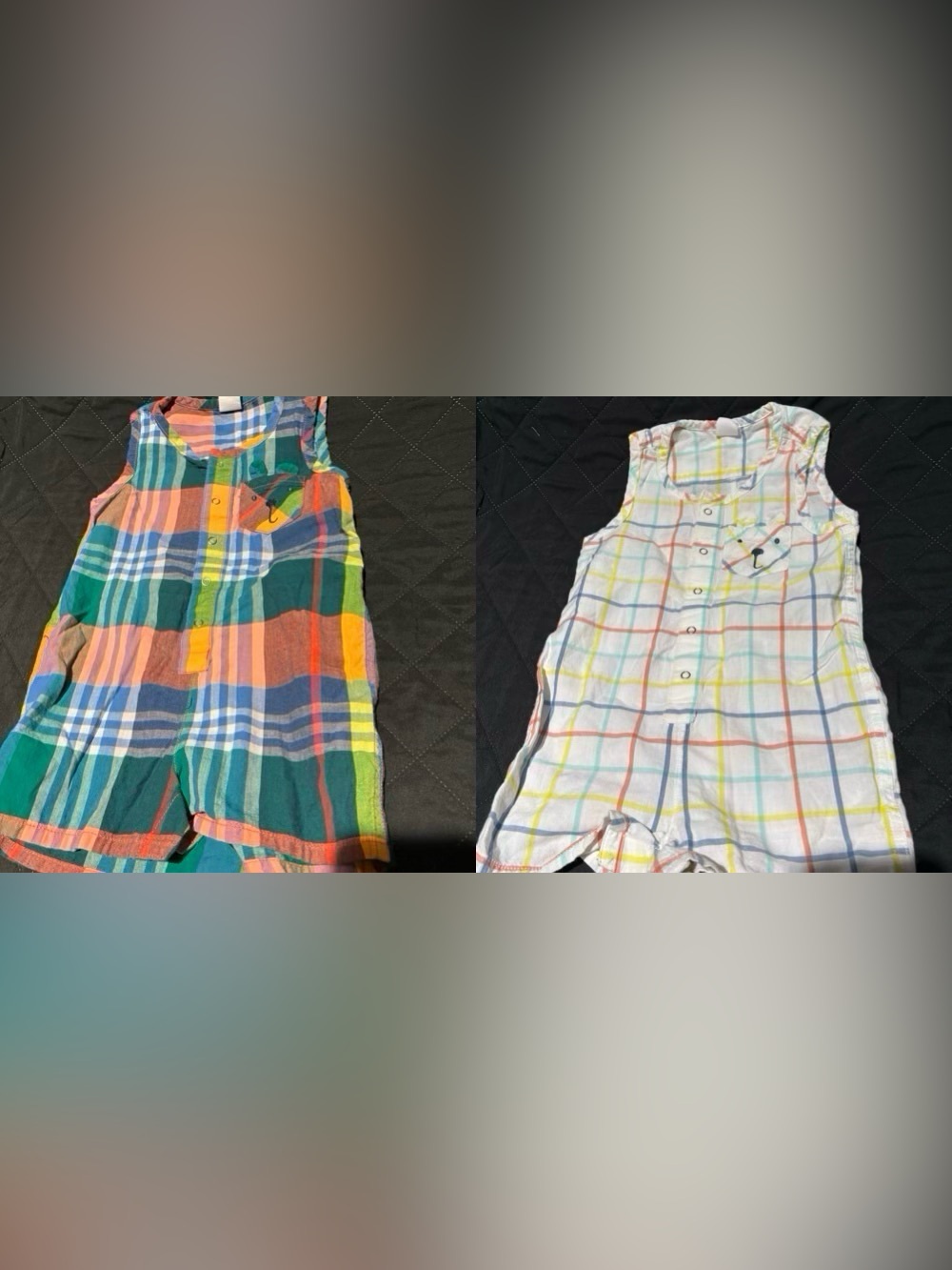 Set of two-  Baby Gap boys plaid tank short romper 12-18M